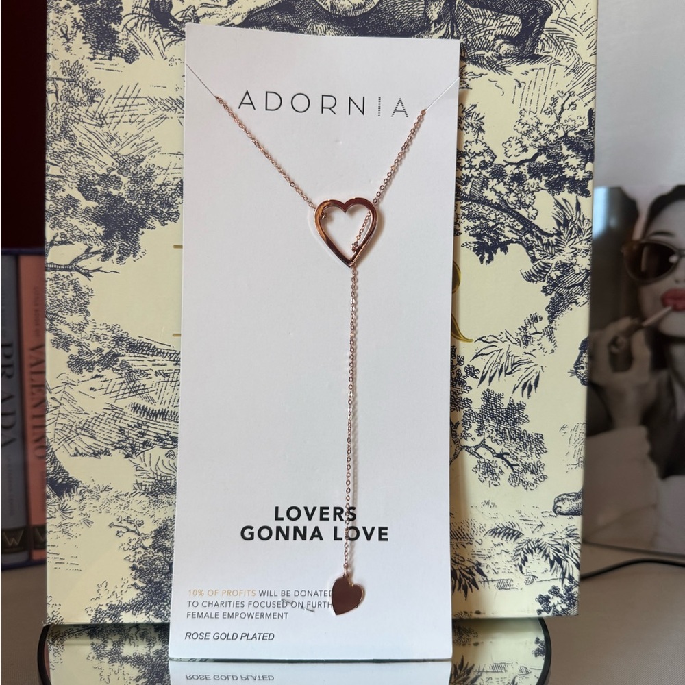 Rose Gold Plated Adjustable Heart Necklace